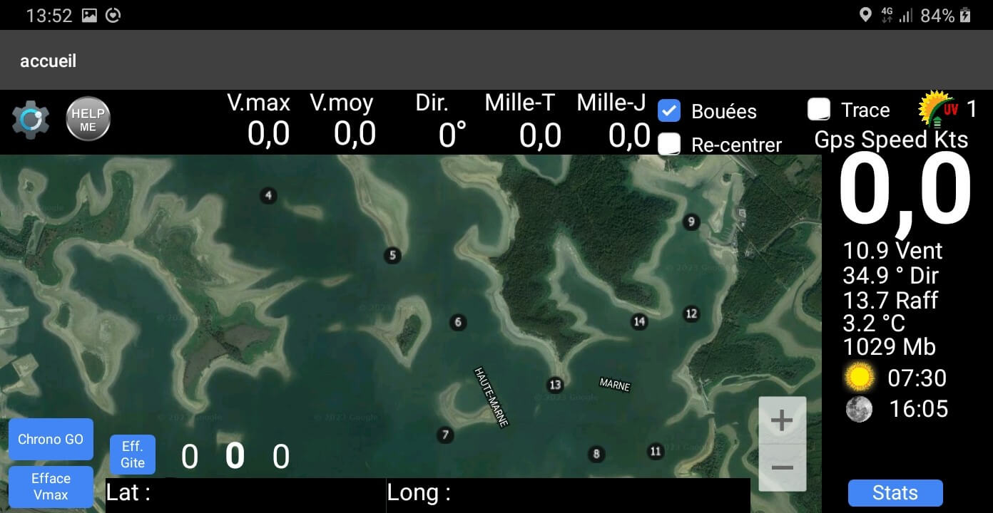 Application Android pour la navigation de voilier avec détection des hauts-fonds et météo en temps réel