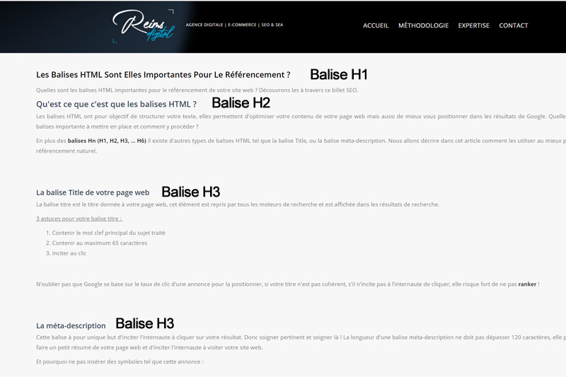 Balise SEO H1 à H6
