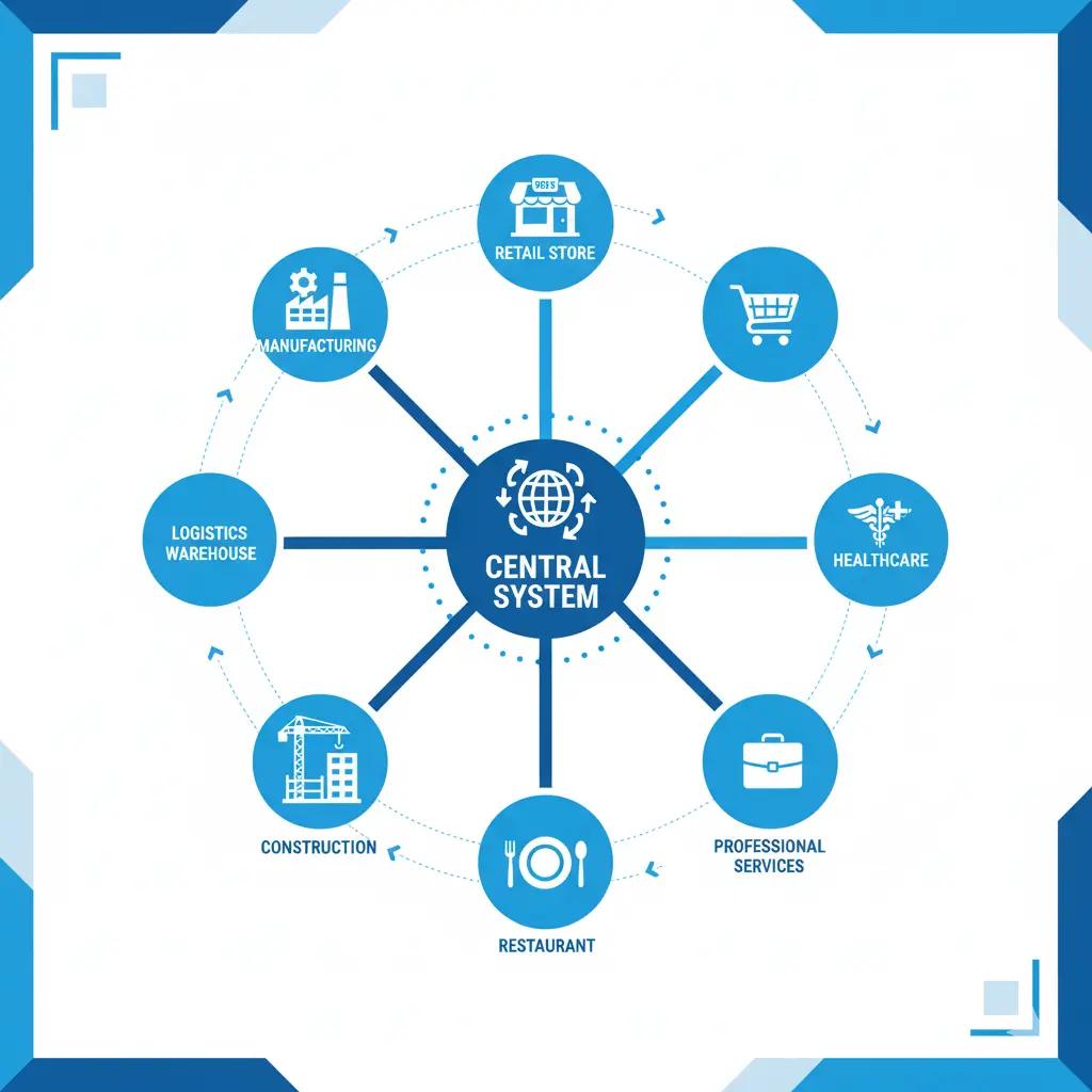 Illustration des différents secteurs d'activité utilisant un ERP