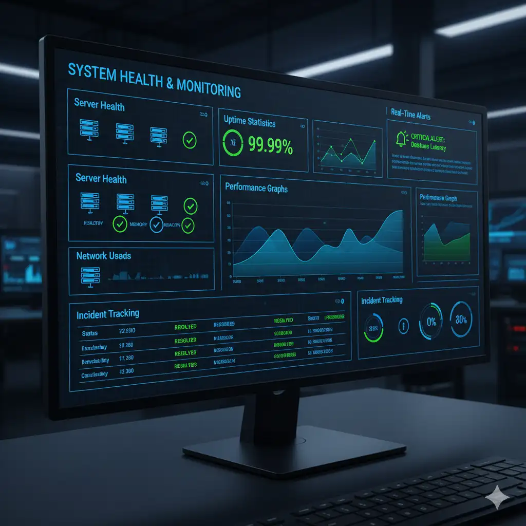 Dashboard de monitoring et supervision système ERP