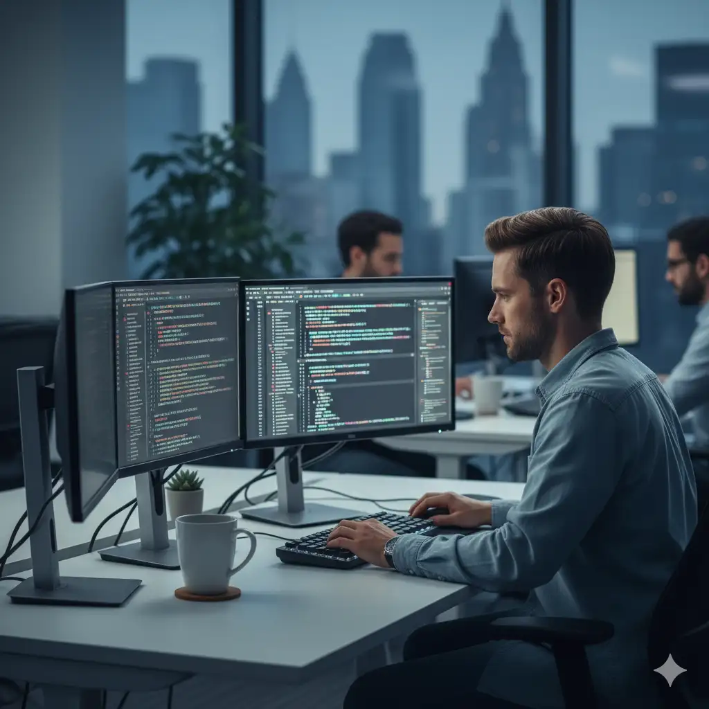 Développeur codant un module ERP personnalisé