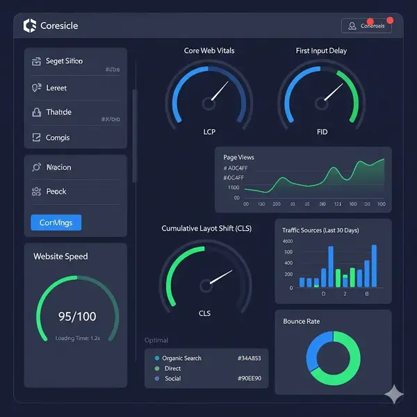 Dashboard performance web Core Web Vitals par Reims Digital