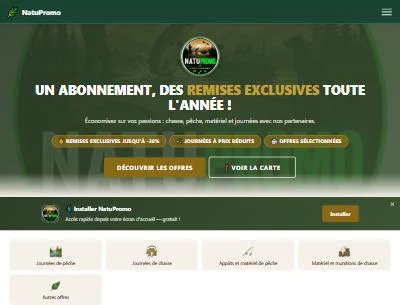 Site NatuPromo — remises exclusives chasse pêche nature
