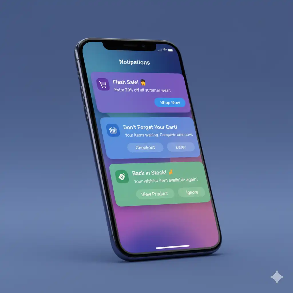 Notifications push Progressive Web App pour engagement et conversions e-commerce par Reims Digital