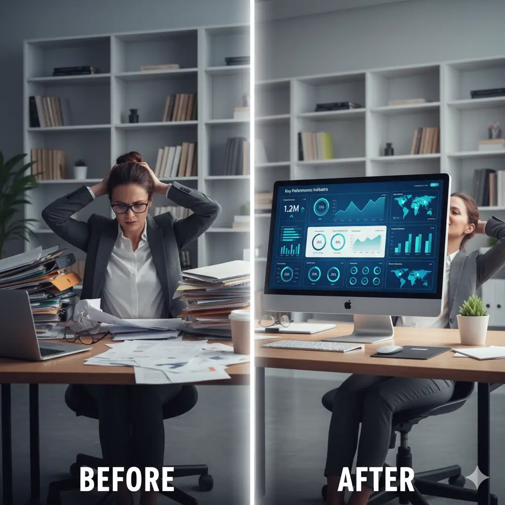 Comparaison avant/après automatisation du reporting par Reims Digital