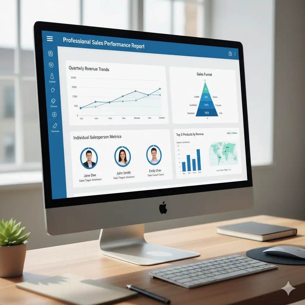 Rapport commercial automatisé avec graphiques de ventes